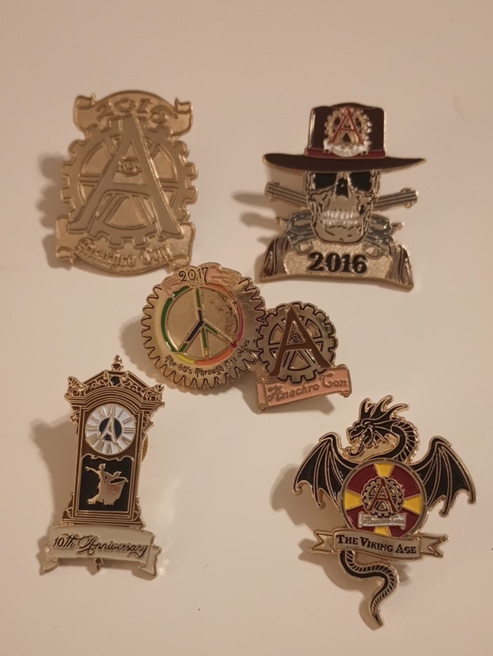 AnachroCon Steam Punk Cosplay Collectible Lapel Lanyard Pins, 5 Pcs. *N…